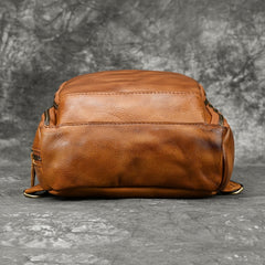 Leather Sling Bag Chest Bag Single Strap Pack - Caramel - USB Power Plug