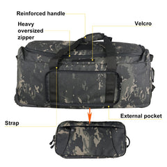 Large Checked Tactical Trolley Bag Deployment Wheeled Duffel, MultiCam