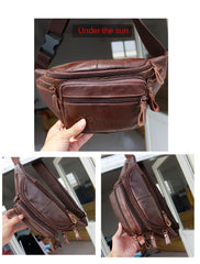 Retro Leather Waist Bag Fanny Pack Crossbody Bag Shoulder Bag in Brown