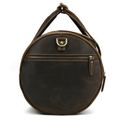 Globetrotter Barrel Duffel Bag Weekender, Leather, Dark Brown, One Size