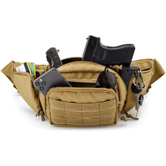 Tactical Belt Bag Gun Holster Military Fanny Pack, Army Green/Black/Tan