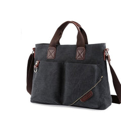 Canvas Briefcase Messenger Bag 15 inches Laptop Bag - Coyote/Dark Gray