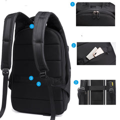 Travel Backpack Tech Backpack in Black - USB Power Plug - 15/17 inches