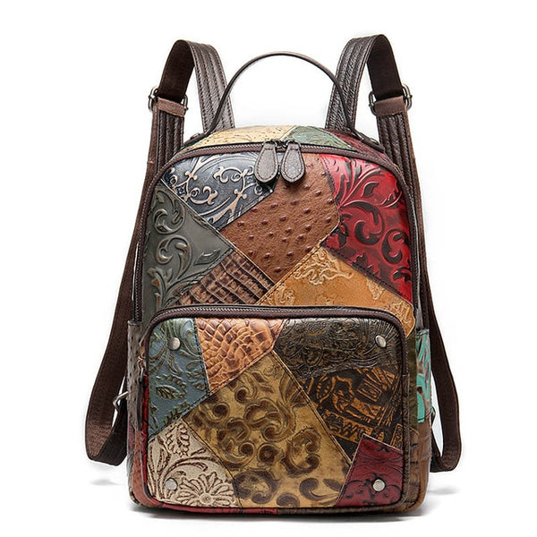 Lenexa Embossed Leather Backpack Laptop Backpack for Women, 13 inches