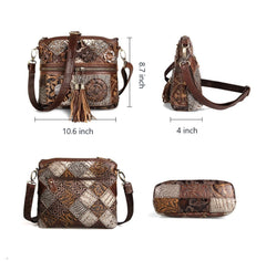 Bohemian Shoulder Bag Jungle Crossbody Bag for Women, Leather, One Size