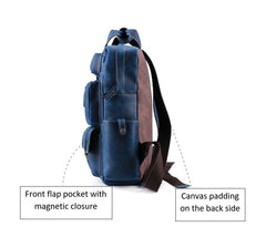 Classic Multi-Pocket Crazy Horse Leather Backpack for Travel and Office