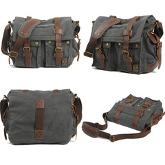 Versatile Leather Saddle Canvas Camera Bag Messenger Bag Shoulder Bag