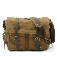 Versatile Leather Saddle Canvas Camera Bag Messenger Bag Shoulder Bag