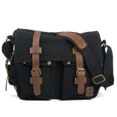 Versatile Leather Saddle Canvas Camera Bag Messenger Bag Shoulder Bag