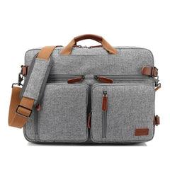 Hybrid Leather Trimmed Canvas Briefcase, Converts to Backpack, Two Sizes