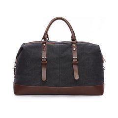 Stylish Leather-Trimmed Canvas Duffel Bag Weekender Carry-on Luggage