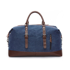 Stylish Leather-Trimmed Canvas Duffel Bag Weekender Carry-on Luggage