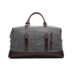 Stylish Leather-Trimmed Canvas Duffel Bag Weekender Carry-on Luggage