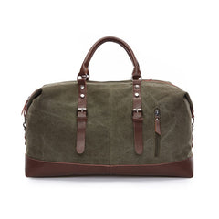 Stylish Leather-Trimmed Canvas Duffel Bag Weekender Carry-on Luggage