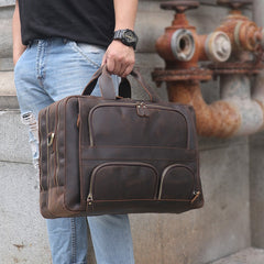 Voyager Leather Jumbo Briefcase 17 inches Laptop Carrying Case for Men