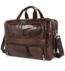 Voyager Leather Jumbo Briefcase 17 inches Laptop Carrying Case for Men