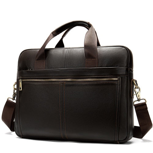 Men’s Work and Travel Leather Briefcase with 14 inches Computer Storage