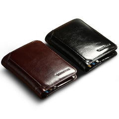 Classic Style Billfold Wallet Genuine Leather Wallet Card Holder Purse