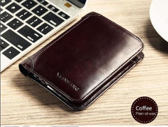 Classic Style Billfold Wallet Genuine Leather Wallet Card Holder Purse