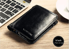 Classic Style Billfold Wallet Genuine Leather Wallet Card Holder Purse