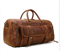 Chic Vacationer Carry-On Cowhide Leather Duffel Bag with Shoe Pocket