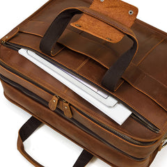 Voyager Leather Jumbo Briefcase 17 inches Laptop Carrying Case for Men