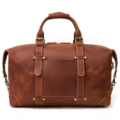 Classic Genuine Cowhide Leather Carry-On Weekender with Shoulder Strap