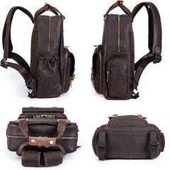 Crazy Horse Leather Backpack for DSLR Camera and 15.6 inches Laptop