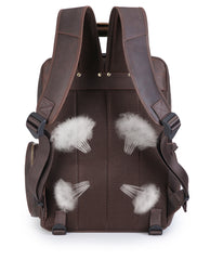 Crazy Horse Leather Backpack for DSLR Camera and 15.6 inches Laptop