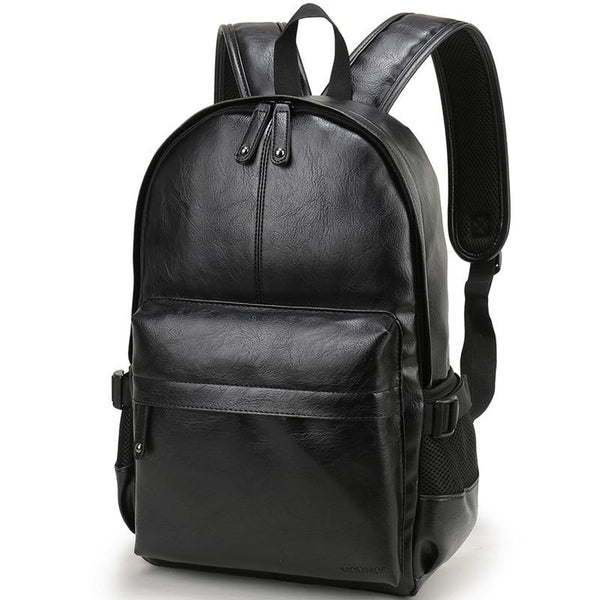 Multi-Pocket Vegan Leather Backpack 15.6 inches Laptop Bag, One Size