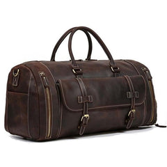 Chic Vacationer Carry-On Cowhide Leather Duffel Bag with Shoe Pocket