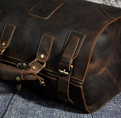 Vintage Crazy Horse Leather Weekender Robust Travel Luggage Duffel Bag