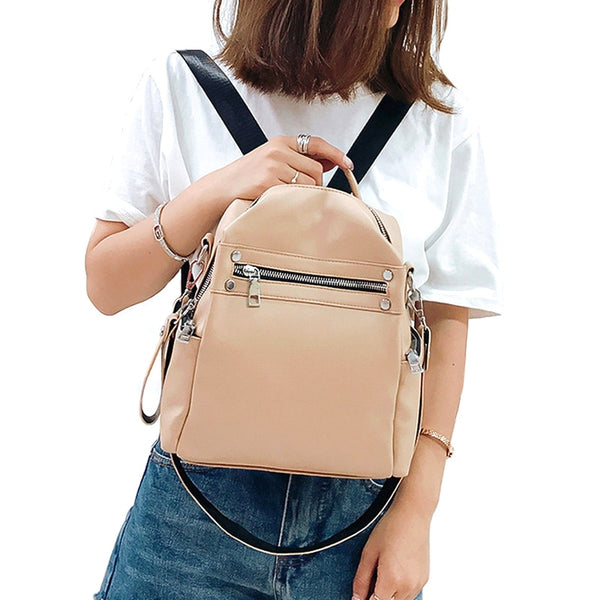 Elegant Multipurpose Vegan Leather Hybrid Top Zip Backpack Shoulder Bag