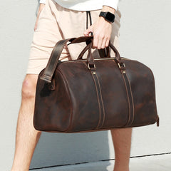 Uptown Dark Brown Cowhide Leather Duffel Bag Sleek Weekender, One Size