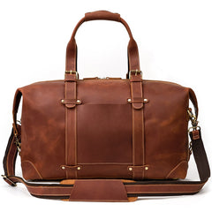 Classic Genuine Cowhide Leather Carry-On Weekender with Shoulder Strap