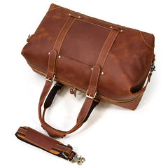 Classic Genuine Cowhide Leather Carry-On Weekender with Shoulder Strap