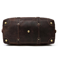 Classic Genuine Cowhide Leather Carry-On Weekender with Shoulder Strap