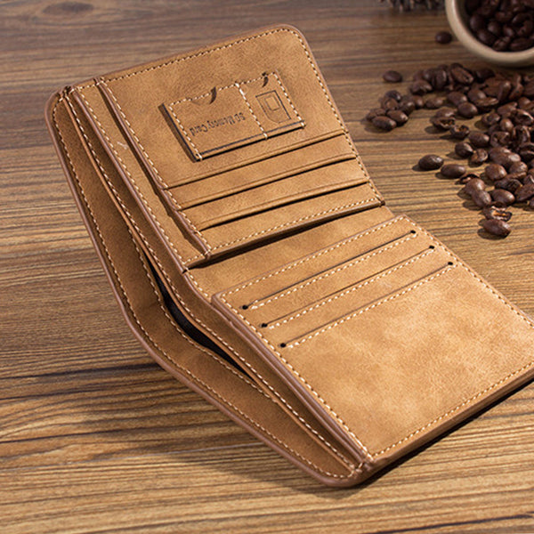 Vegan Leather Billfold Wallet Vintage Credit Card and ID Holder for Men