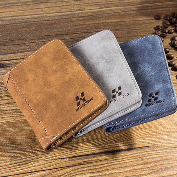 Vegan Leather Billfold Wallet Vintage Credit Card and ID Holder for Men