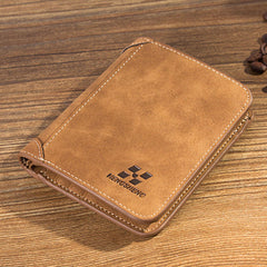 Vegan Leather Billfold Wallet Vintage Credit Card and ID Holder for Men