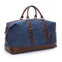 Canvas Duffel Bag with Leather Trim Large Travel Bag with Shoulder Strap