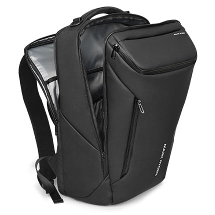 Shockproof Matte Black Travel Backpack with USB Charging Port, One Size