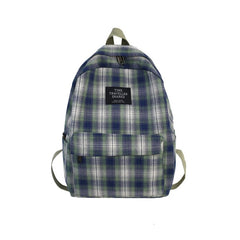 Durable Check Pattern School Daypack Canvas Travel Backpack for Women