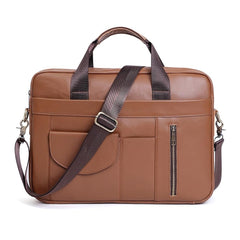 Computer Carrying Bag Work Briefcase, Leather, Brown/Coffee, 15.6 inches