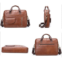 Leather Messenger Briefcase 15.6 inches Computer Carrying Bag for Men