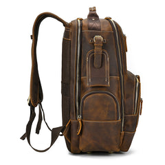 Multi-Pocket Leather Laptop Backpack with Zipper Closure 15.6 inches