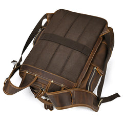 Multi-Pocket Leather Laptop Backpack with Zipper Closure 15.6 inches