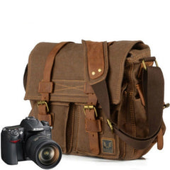 Versatile Leather Saddle Canvas Camera Bag Messenger Bag Shoulder Bag