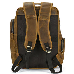 Multi-Pocket Leather Laptop Backpack with Zipper Closure 15.6 inches